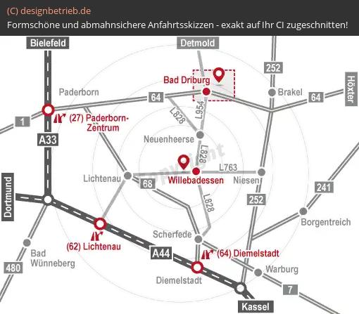 (613) Anfahrtsskizze Bad Driburg (Übersichtskarte)