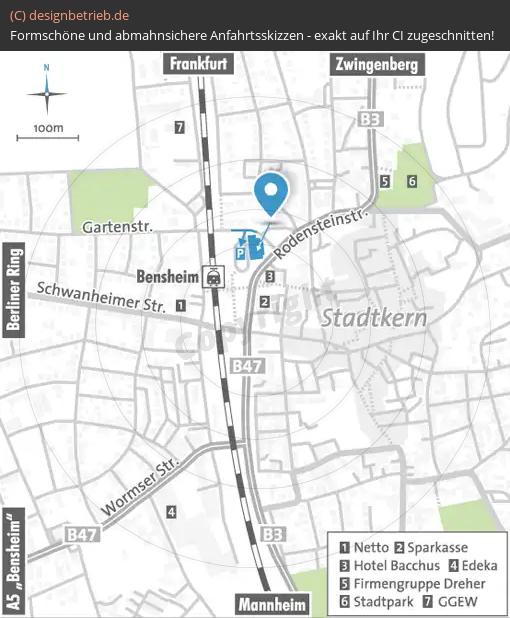 (735) Anfahrtsskizze Bensheim