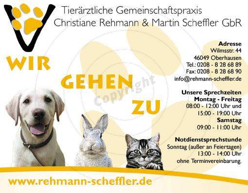 Anzeigen gestalten Beispiel Tierärztliche Gemeinschaftspraxis Christiane Rehmann & Martin Scheffler GbR