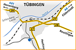 Anfahrtsskizze Tübingen (Übersichtskarte)