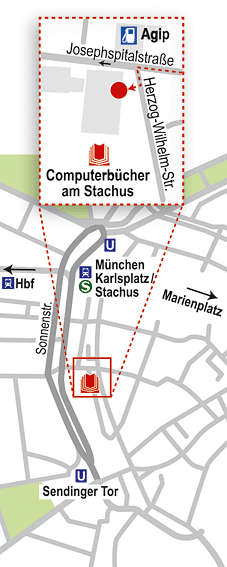 Anfahrtsskizze München für Computerbücher am Stachus