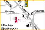 Ästhetische und CI--konforme Anfahrtskarte München Ottobrunner Straße für driver station von Essener Werbeagentur designbetrieb