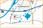 Individueller Lageplan + Wegbeschreibung Schweinfurt (Übersichtskarte und Detailskizze) für MDK Bayern von Essener Werbeagentur designbetrieb