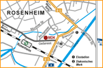 Individueller Lageplan mit Wegbeschreibung Rosenheim (Übersichtskarte und Detailskizze) für MDK Bayern von Essener Werbeagentur designbetrieb