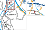 Individueller Lageplan mit Wegbeschreibung Augsburg (Übersichtskarte und Detailskizze) für MDK Bayern von Werbeagentur designbetrieb aus Essen 