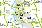 Individuelle und CI-konforme Anfahrtsskizze Düsseldorf Kirchfeldstraße für DERAG Living Hotel durch Webdesign-Agentur aus Essen (designbetrieb)