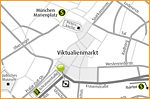 Individuelle und formschöne Anfahrtsskizze München Am Viktualienmarkt (Übersichtskarte und Detailskizze) für DERAG Living Hotel durch Werbeagentur designbetrieb aus Essen