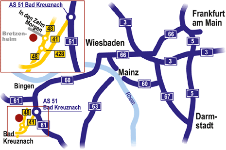 Anfahrtsskizze Bretzenheim / Bad Kreuznach für BUSCH MICROSYSTEMS CONSULT GMBH von Werbeagentur in Essen