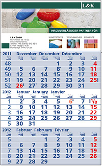 Kalender zur Verkaufsförderung für die L&K GmbH durch Werbeagentur in Essen