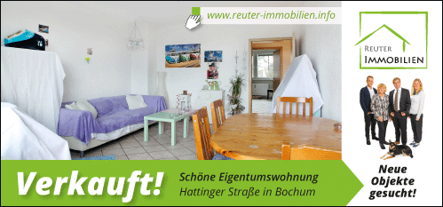 Werbepostkarte über die verkaufte Eigentumswohnung in Bochum, Hattinger Straße für Immobilien Reuter