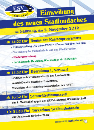 Flyer für Einweihung des neuen Stadiondaches des ESV in Türkheim entwickelt