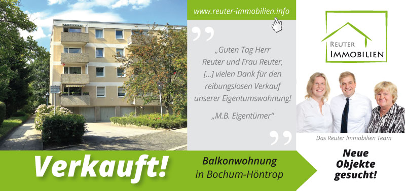 Reuter Immobilien setzt auf neue Werbe-Postwurfsendung: Verkauft! Balkonwohnung in Bochum-Höntrop