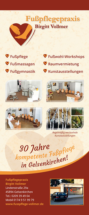 Entwicklung eines Rollups für Messe für die Fußpflegepraxis Birgitt Vollmer in Gelsenkirchen Buer