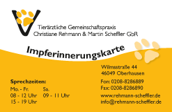 Visitenkarten für Tierärztliche Gemeinschaftspraxis Christiane Rehmann & Martin Scheffler GbR