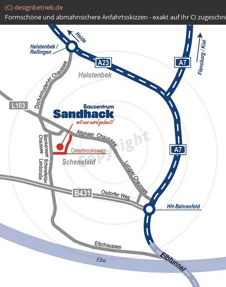 Anfahrtsskizze Hamburg Schenefeld Bauzentrum Sandhack