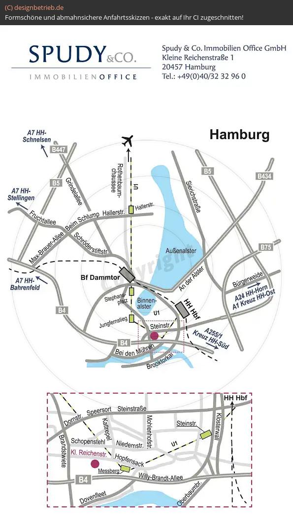 Anfahrtsskizze Hamburg Spudy Immobilien Office