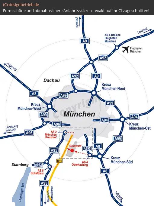 Anfahrtsskizze München (Übersichtskarte Großraum München) Büro Rickert GmbH