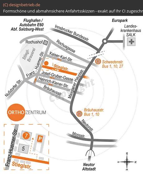 Anfahrtsskizze Salzburg Dr. Behrendt
