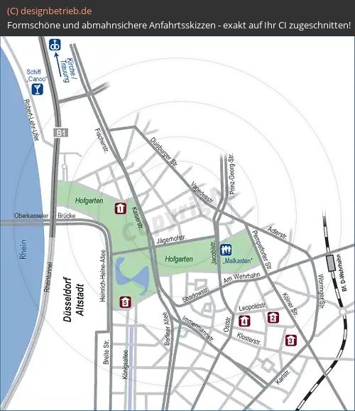 Anfahrtsskizze Düsseldorf Hochzeitsgesellschaft