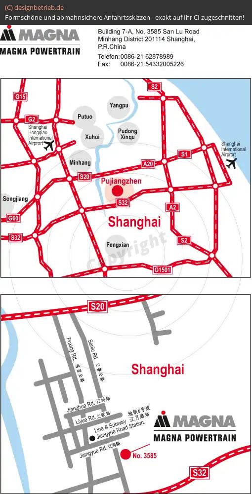 (220) Anfahrtsskizze Shanghai / China (Übersichtskarte und Detailkarte)