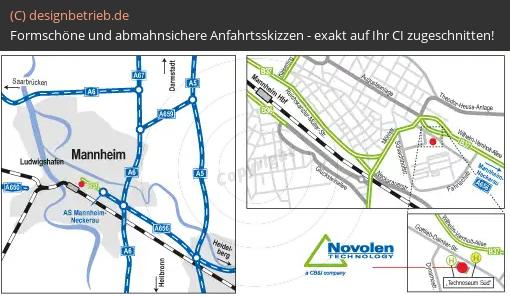 Anfahrtsskizze Mannheim (Übersichtskarte und Detailkarte) Lummus Novolen Technology GmbH