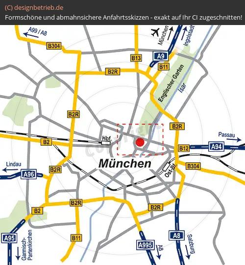 Anfahrtsskizze München (Übersichtskarte) Büro Rickert