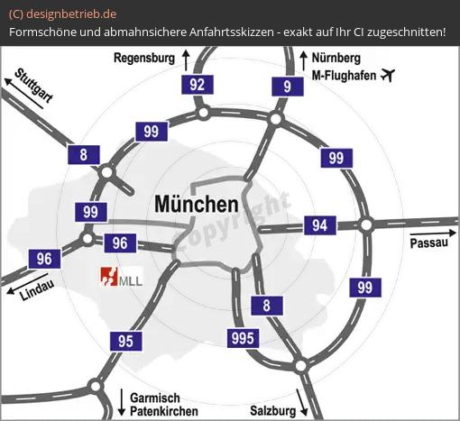 Anfahrtsskizze München Übersichtskarte MLL Münchner Leukämielabor GmbH
