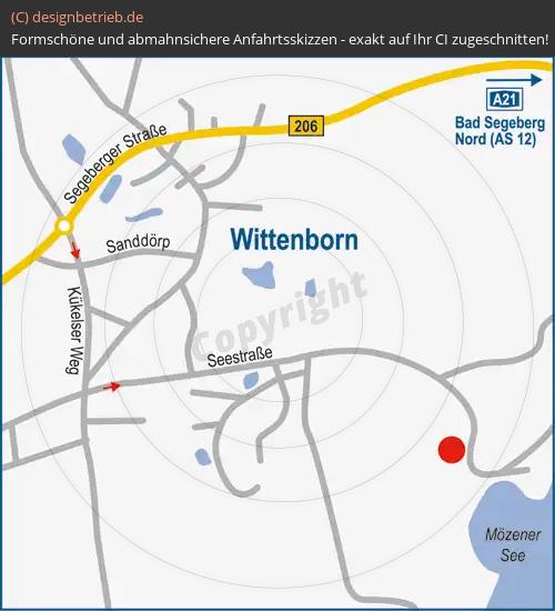 Anfahrtsskizze Wittenborn (Detailkarte) Gut Oehe