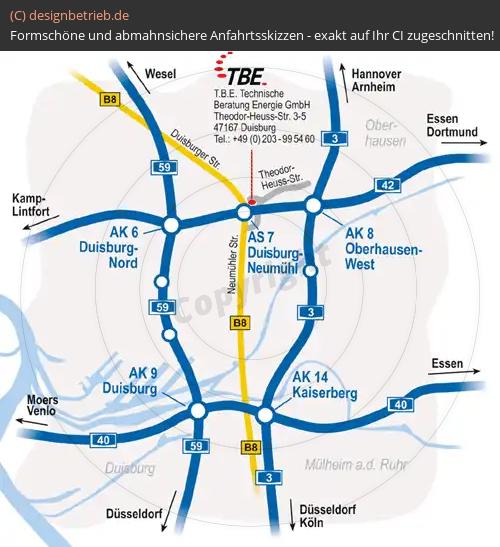 Anfahrtsskizze Duisburg übersicht Autobahndreieck 