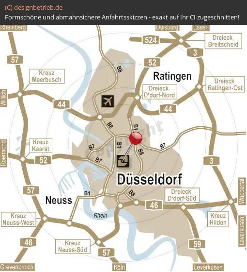 (339) Anfahrtsskizze Düsseldorf Übersichtskarte