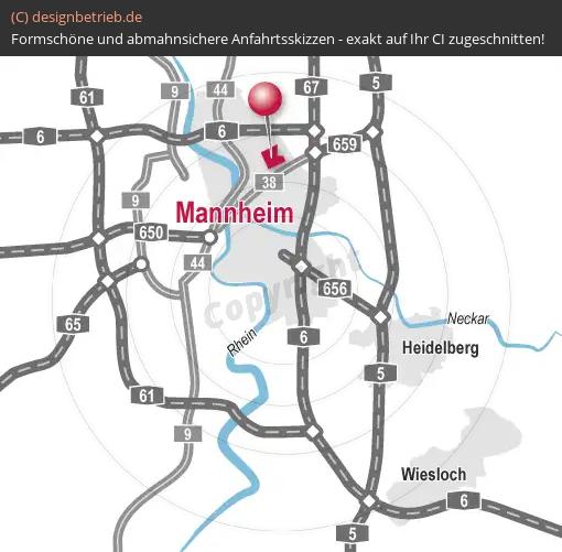 Anfahrtsskizze Mannheim (Übersichtskarte) ADVICO Partner Rhein-Neckar