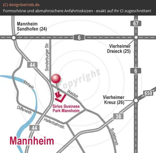 Anfahrtsskizze Mannheim Business Sirius Park (Detailskizze) ADVICO Partner Rhein-Neckar