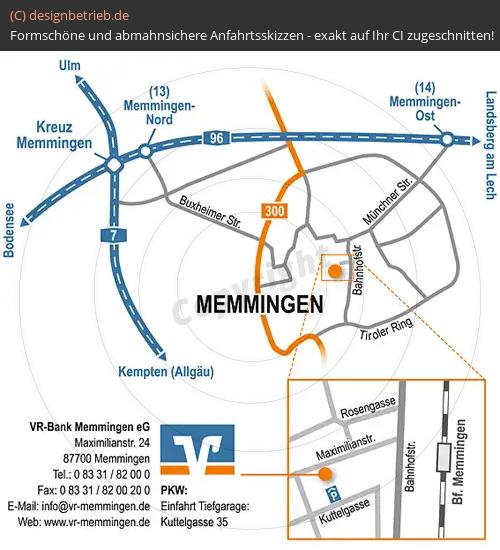 Anfahrtsskizze Memmingen Maximilianstraße (Detailskizze mit Übersichtsplan) VR-Bank Memmingen eG
