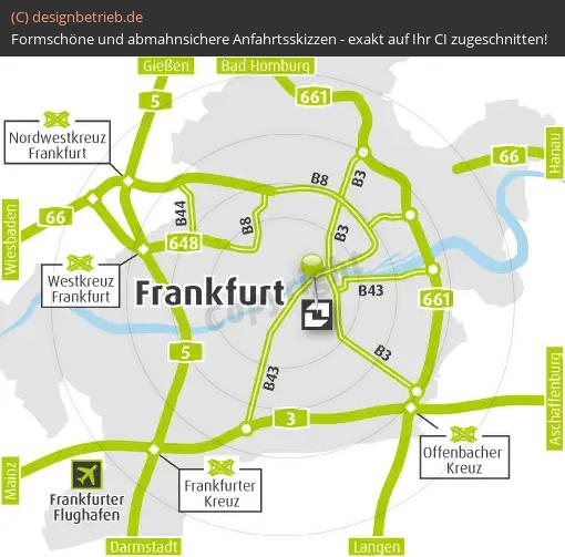 Anfahrtsskizze Frankfurt (Übersichtskarte) DERAG Living Hotel Frankfurt