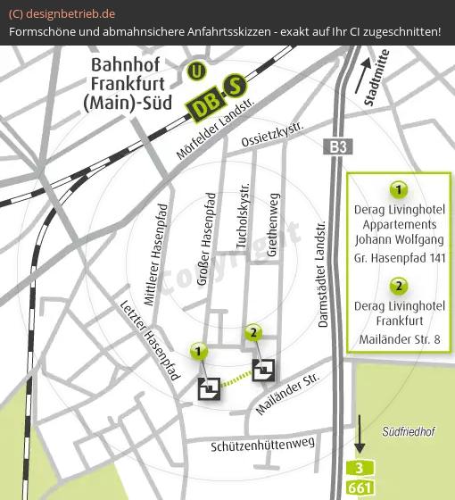 Anfahrtsskizze Frankfurt (Mailänder Straße) DERAG Living Hotel Frankfurt