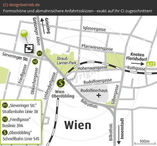 Anfahrtsskizze Wien Sieveringer Straße Detailskizze DERAG Living Hotel Wien Kaiser Franz Joseph