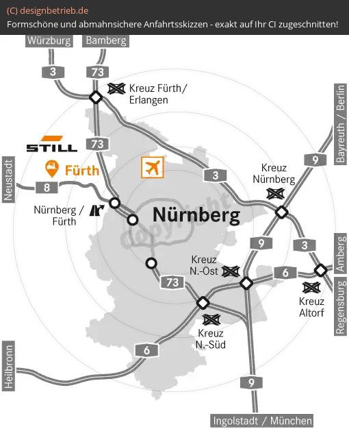 (399) Anfahrtsskizze Nürnberg Übersichtskarte