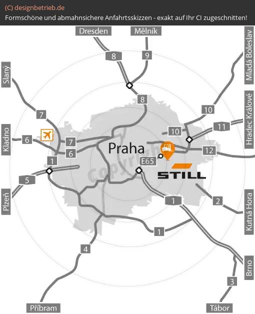 (416) Anfahrtsskizze Prag Übersichtskarte
