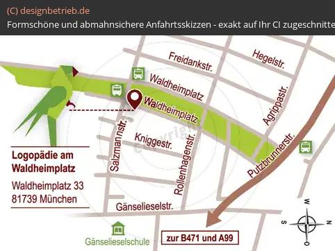 Anfahrtsskizze München Waldheimplatz Logopädie am Waldheimplatz