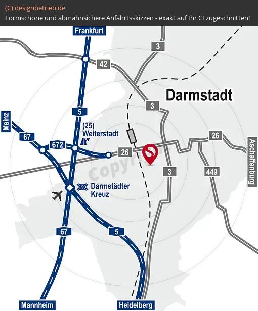 (422) Anfahrtsskizze Darmstadt Überschtskarte