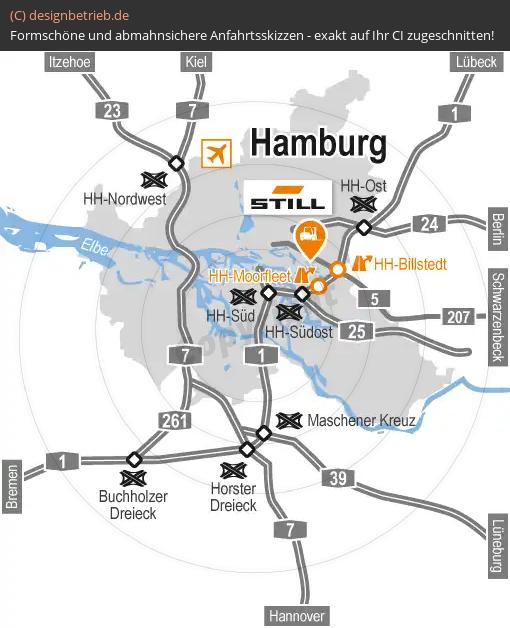(436) Anfahrtsskizze Hamburg Übersichtskarte