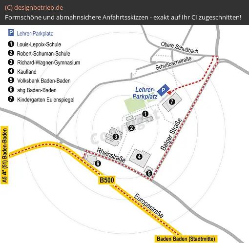 Anfahrtsskizze Baden Baden (Rheinstraße) Lageplan Robert-Schuman-Schule