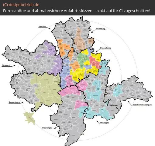 (528) Anfahrtsskizze Landkreise Bayern und Baden-Württemberg