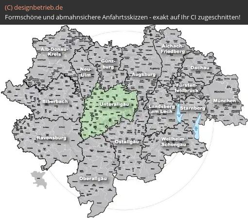 (529) Anfahrtsskizze Landkreise Bayern und Baden-Württemberg