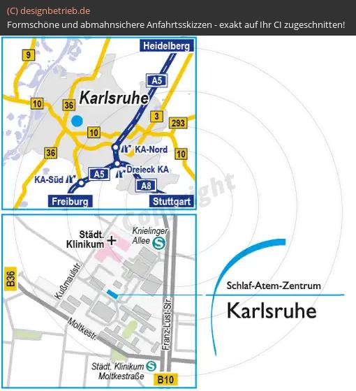 Anfahrtsskizze Karlsruhe Schlaf-Atem-Zentrum 1 | Löwenstein Medical GmbH & Co. KG