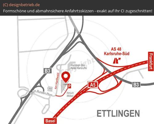Anfahrtsskizze Ettlingen KNAISCH CONSULTING GMBH