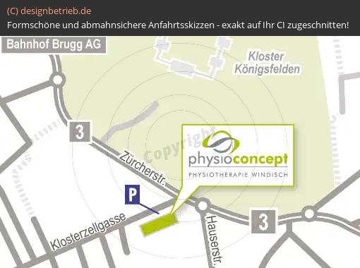 Anfahrtsskizze Windisch / Brugg AG / Schweiz Physioconceot (CH)