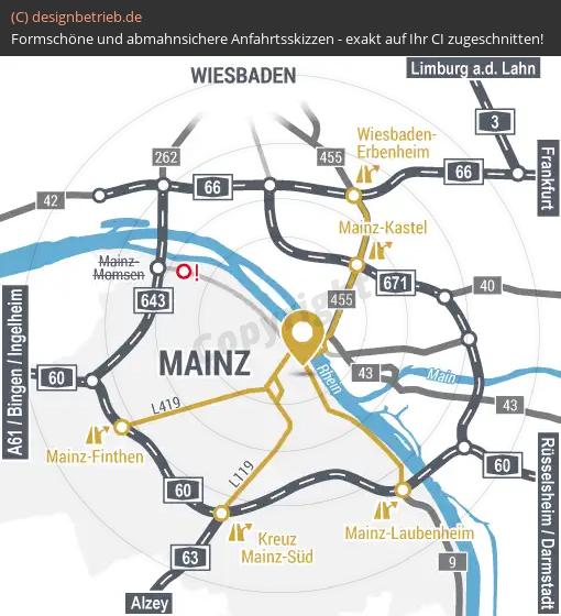 Anfahrtsskizze Mainz (Übersichtskarte) Mediendesign Waider