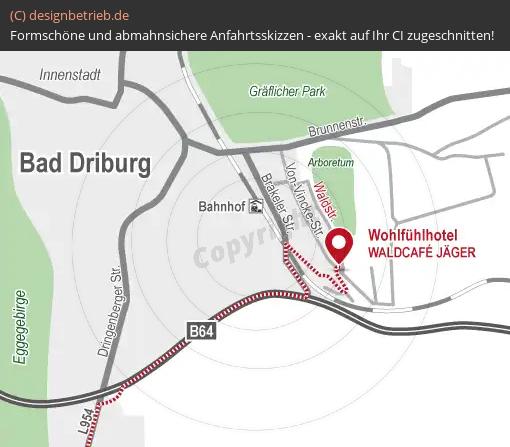 Anfahrtsskizze Bad Driburg (Detailkarte) WOHLFÜHLHOTEL DER JÄGERHOF