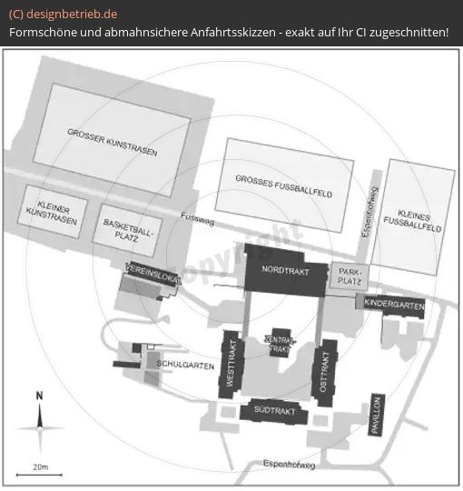 Anfahrtsskizze Zürich Gebäudeplan | Schule Letzi
